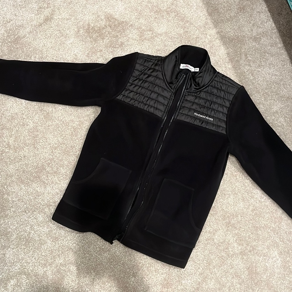 Vineyard Vines Black Fleece Zip Up Jacket